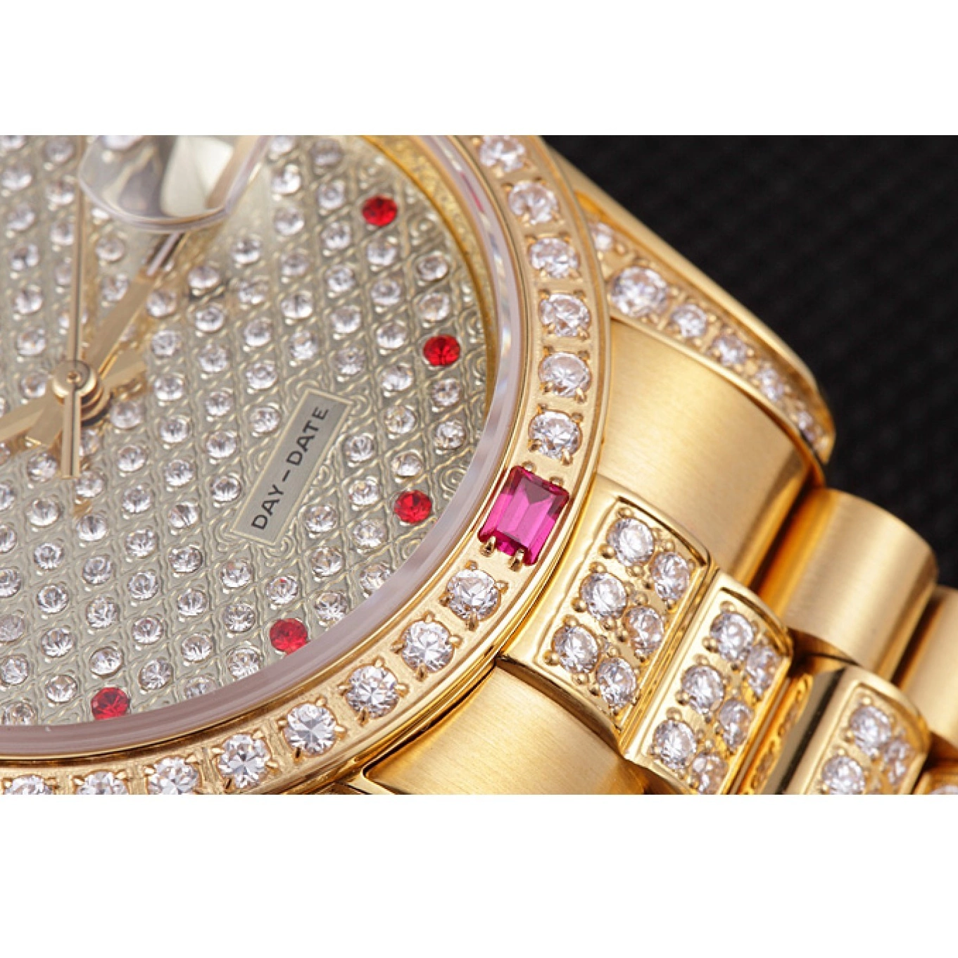Aaa replica watch Swiss Yellow 621614 Rolex Gold-srl184 Day-Date Diamonds 0722